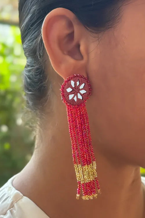 Antarang- Jil-Mil Earrings- Red