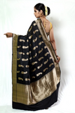 Black Handloom Banarasi Pure Katan Silk Cutwork Boota Saree
