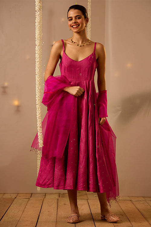 Godlike Embroidered Pink Dress With Dupatta For Women Online