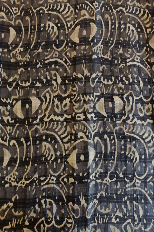 Creative Bee 'IDRA' Natural Dye Block Printed Tussar Silk Fabric