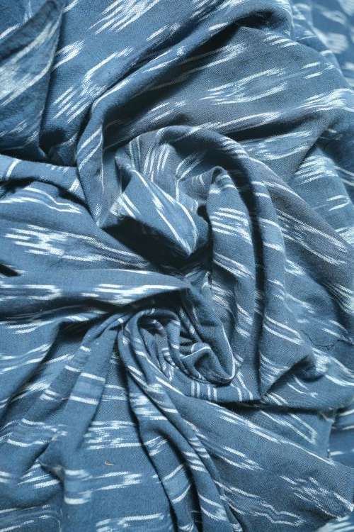 Safe Dye Ikat Cotton Fabric - Navyblue And White