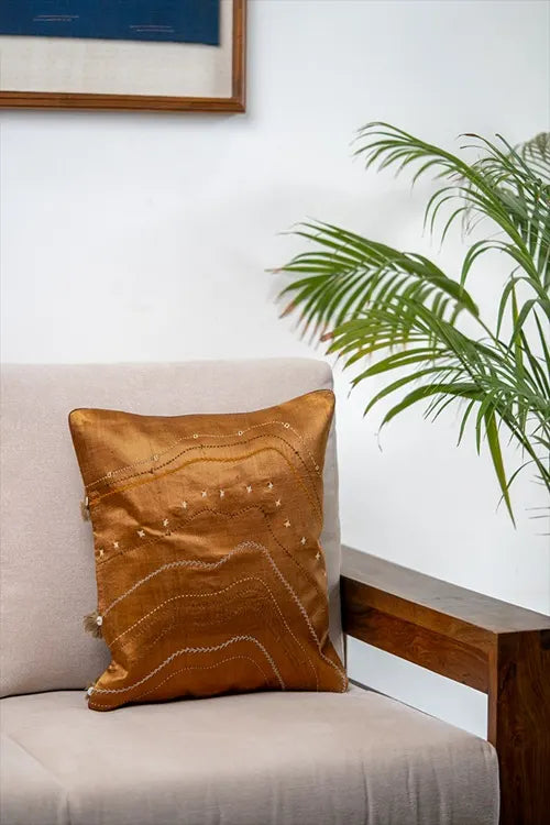 Craftroots Horizontal Waves Cushion Cover With Handwork