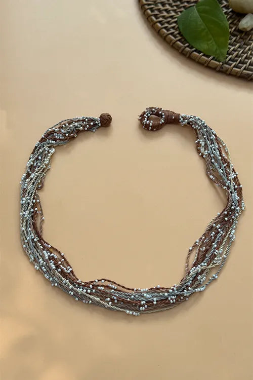 Antarang- Sakhi Bhoomi Neckpiece- [Shades Of Brown]- Threads & Beads