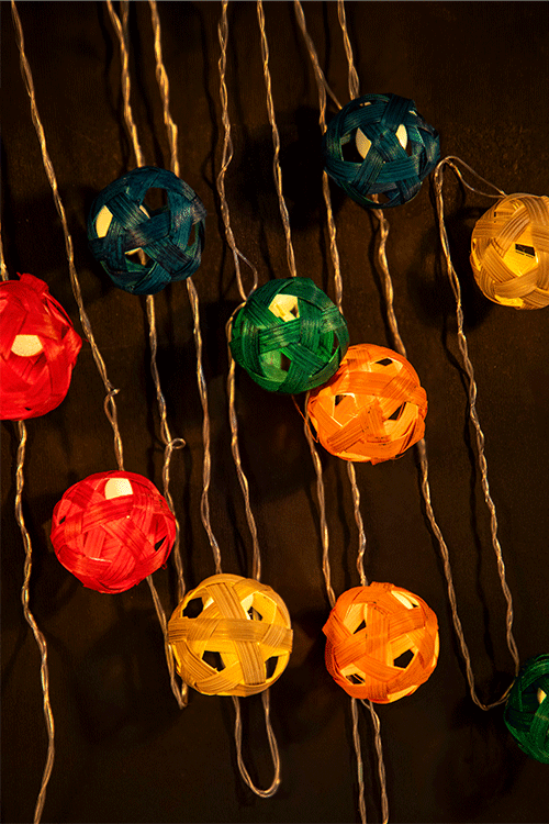 Greenkraft Multicoloured Star Full Moon Handcrafted bamboo String Light