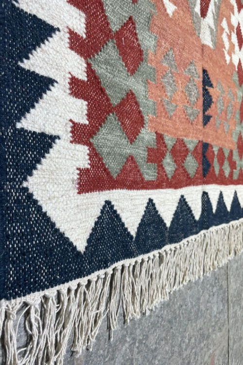 Handwoven Rajwada kilim rug