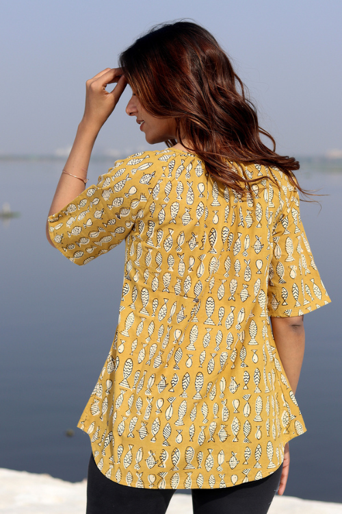 Sootisyahi 'Summer Story' Block Printed Cotton Top