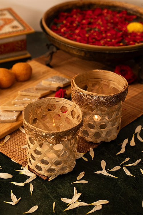Greenkraft Deepam Handcrafted Bamboo Tealight - Set Of 2