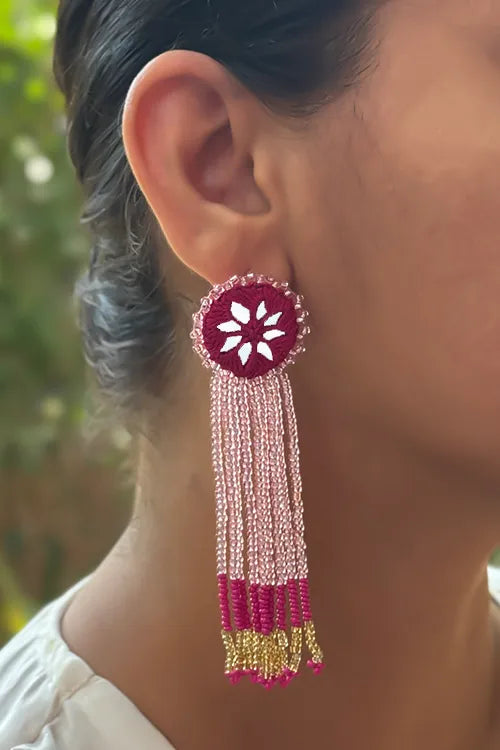 Antarang- Jil-Mil Earrings- Rani Pink