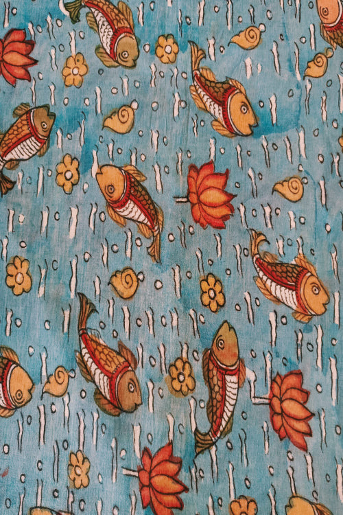 Creative Bee 'ZOEY' Natural Dye Hand-Painted Kalamkari Cotton Fabric