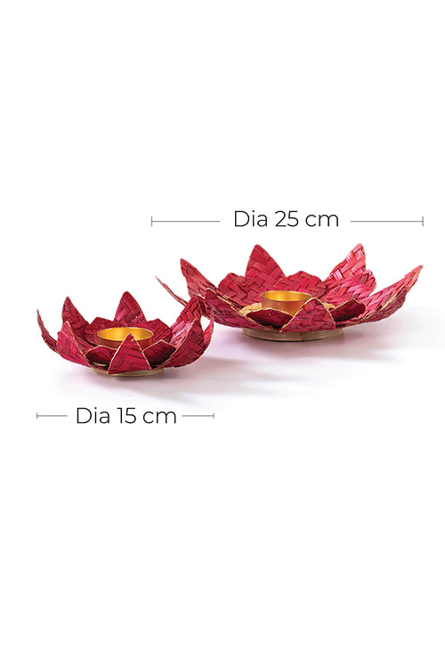 Greenkraft Lotus Handcrafted Bamboo Tealight Holder- Set Of 2
