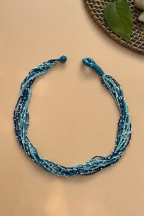 Antarang- Sakhi Aasmani Neckpiece- [Shades Of Blue]- Threads & Beads