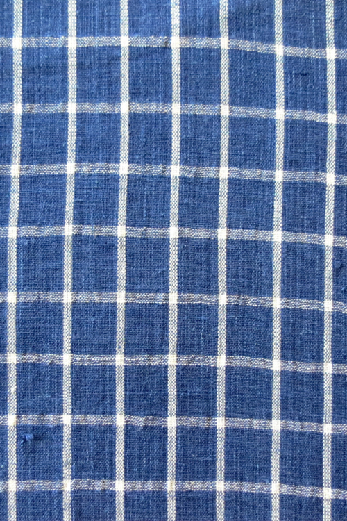 Moralfibre100% Cotton Handspun Natural Indigo Checks Fabric (0.5M)