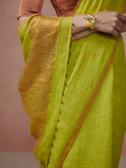 Dressfolk Firefly Forest Linen Saree