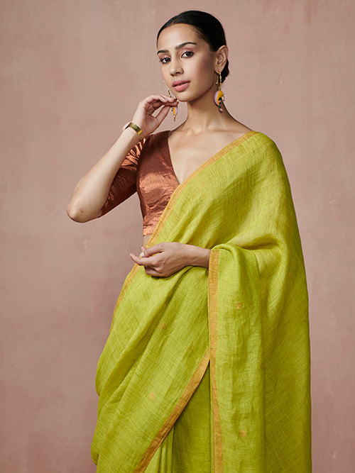 Dressfolk Firefly Forest Linen Saree