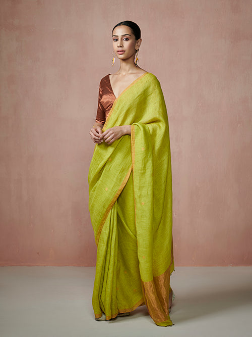 Dressfolk Firefly Forest Linen Saree