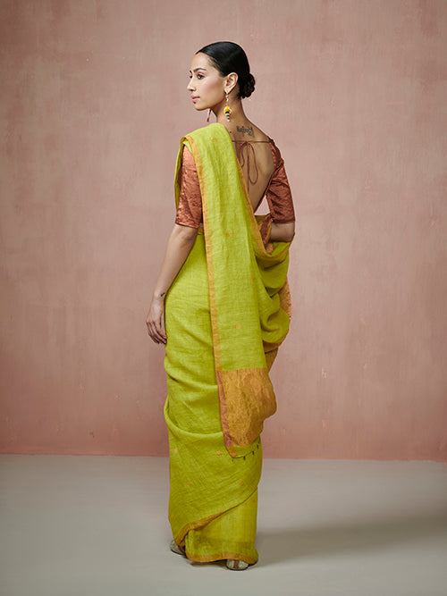 Dressfolk Firefly Forest Linen Saree