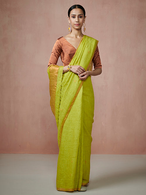 Dressfolk Firefly Forest Linen Saree