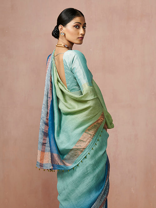 Dressfolk Summer Sea Linen Saree