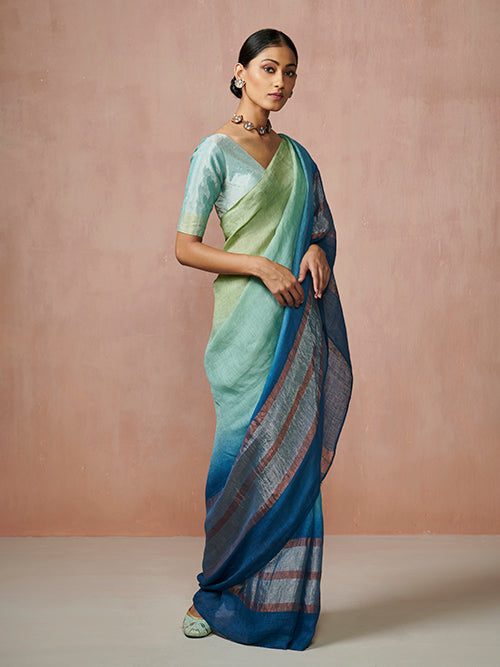 Dressfolk Summer Sea Linen Saree