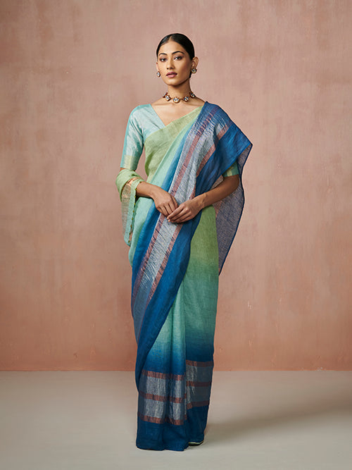 Dressfolk Summer Sea Linen Saree