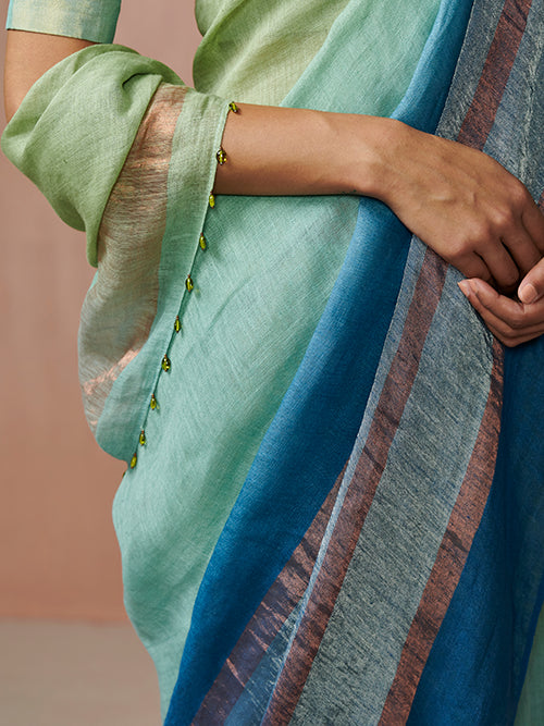Dressfolk Summer Sea Linen Saree