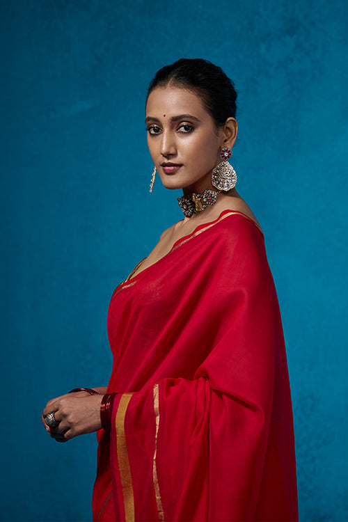 Dressfolk Surkh Tissue Saree