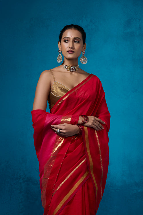Dressfolk Surkh Tissue Saree