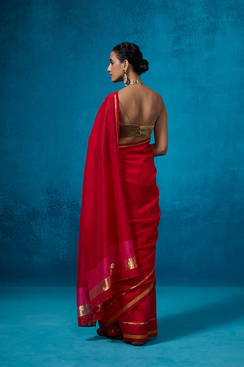 Dressfolk Surkh Tissue Saree