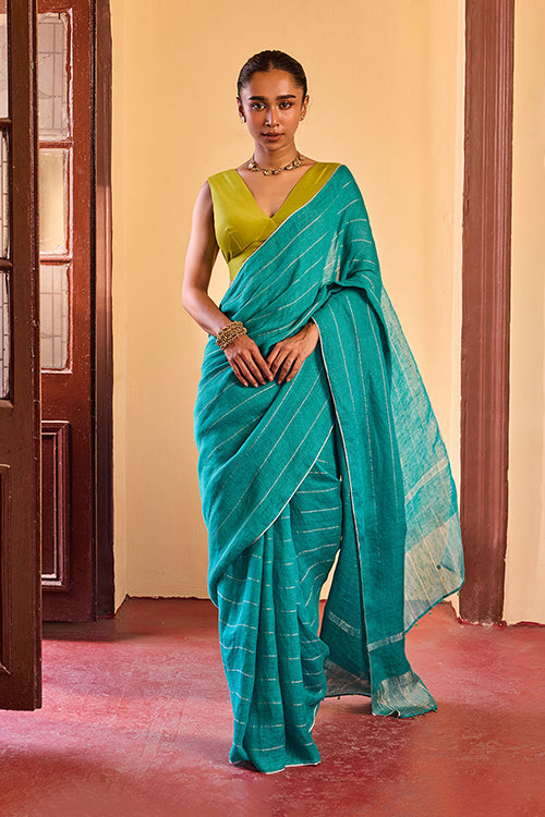 Dressfolk Morning Dew Linen Saree
