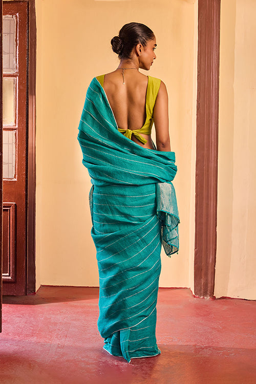 Dressfolk Morning Dew Linen Saree