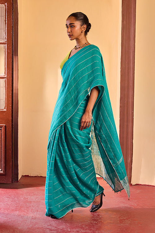 Dressfolk Morning Dew Linen Saree