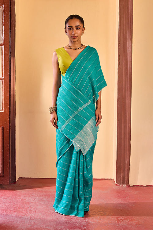 Dressfolk Morning Dew Linen Saree