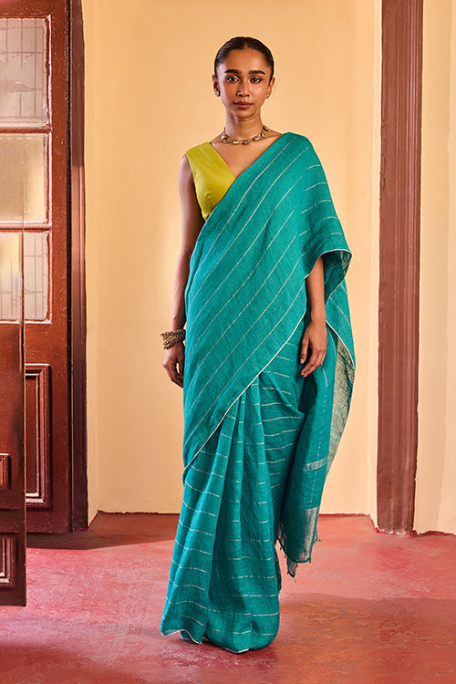 Dressfolk Morning Dew Linen Saree