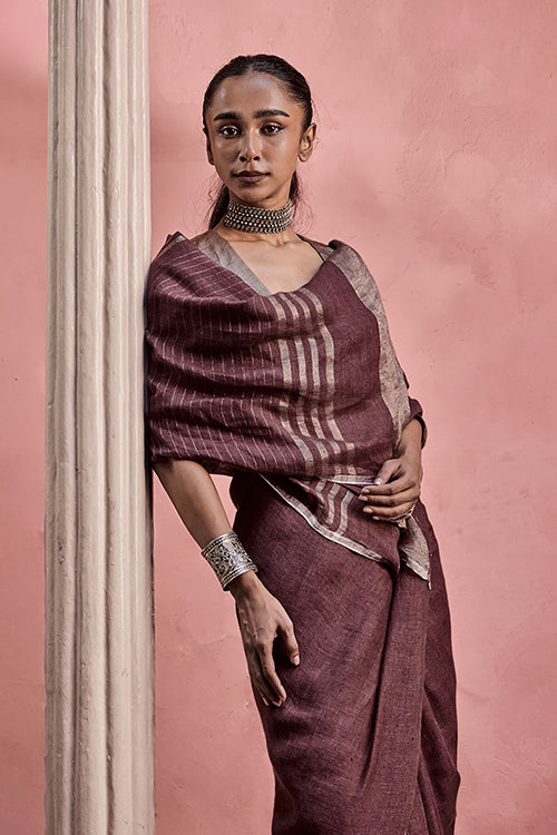 Dressfolk Before Dawn Linen Saree