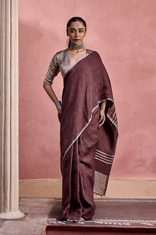Dressfolk Before Dawn Linen Saree