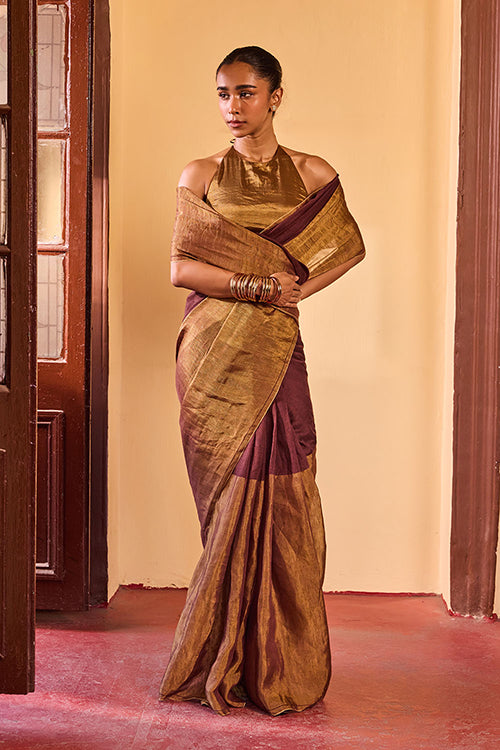 Dressfolk Deep Night Linen Saree