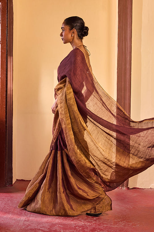 Dressfolk Deep Night Linen Saree