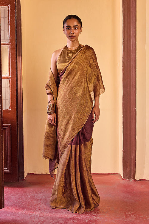 Dressfolk Deep Night Linen Saree