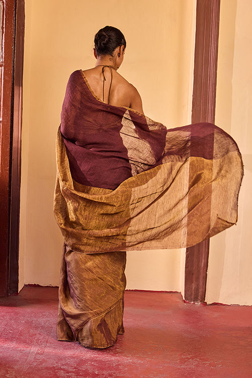 Dressfolk Deep Night Linen Saree