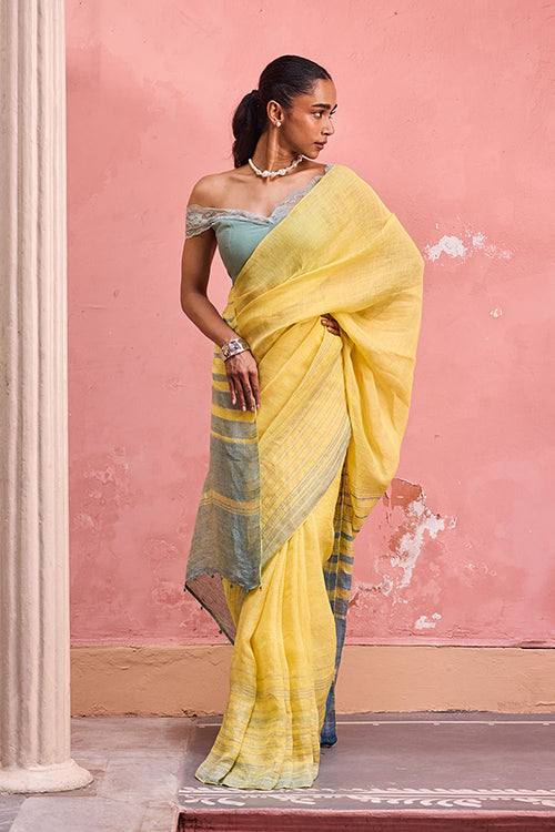 Dressfolk Scattered Light Linen Saree