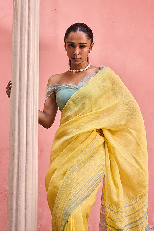 Dressfolk Scattered Light Linen Saree