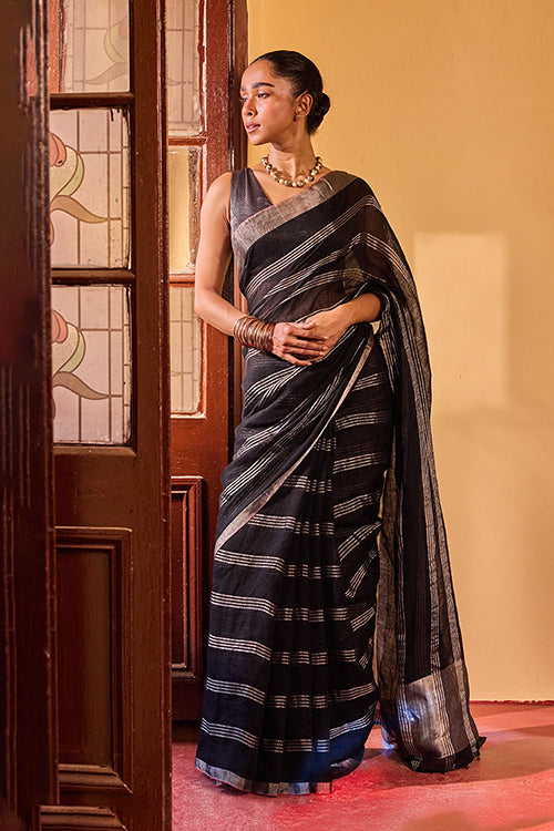 Dressfolk Meteor Shower Linen Saree