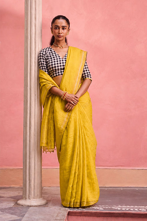 Dressfolk Morning Glory Linen Saree