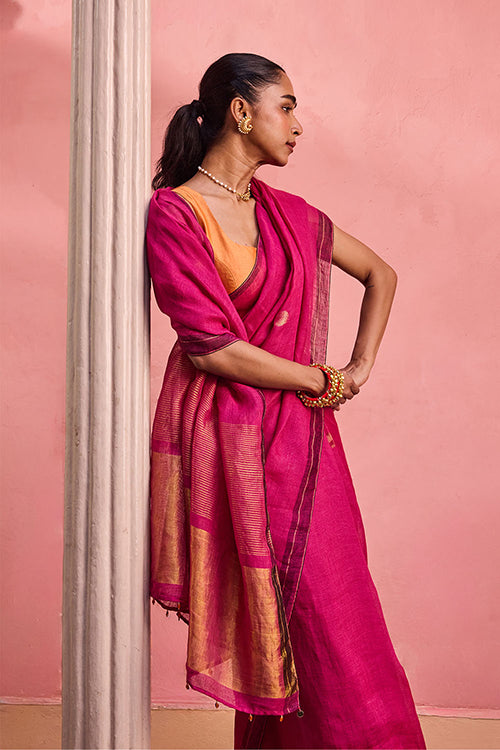 Dressfolk Noon Daze Linen Saree