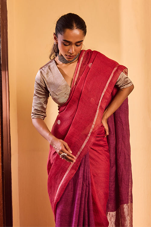 Dressfolk Dusk Nectar Linen Saree
