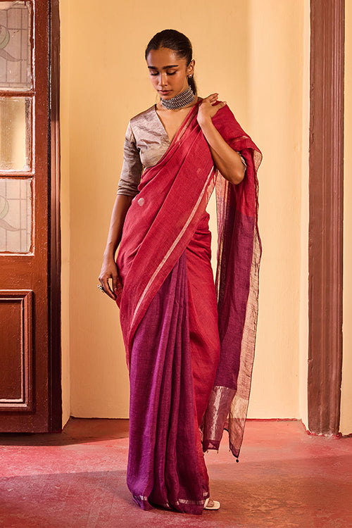 Dressfolk Dusk Nectar Linen Saree