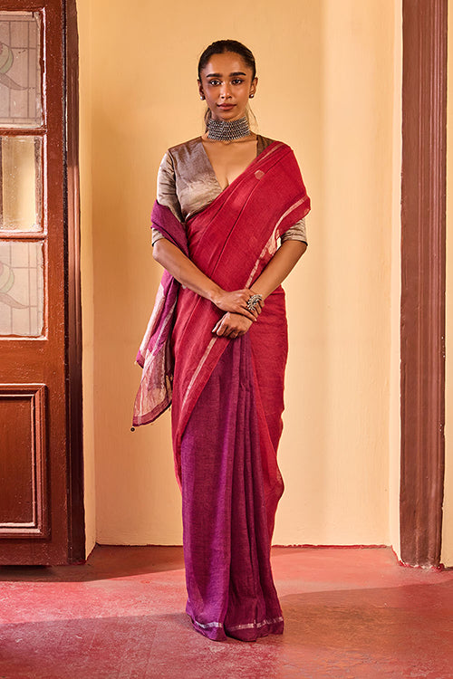 Dressfolk Dusk Nectar Linen Saree