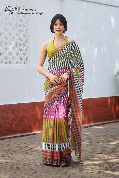 Dressfolk Check Mate Bengal Cotton Saree