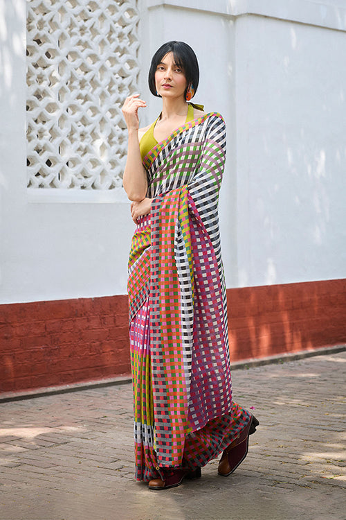 Dressfolk Check Mate Bengal Cotton Saree