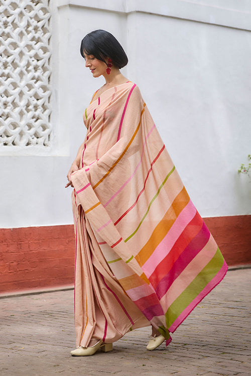 Dressfolk Stripe Hues Bengal Cotton Saree